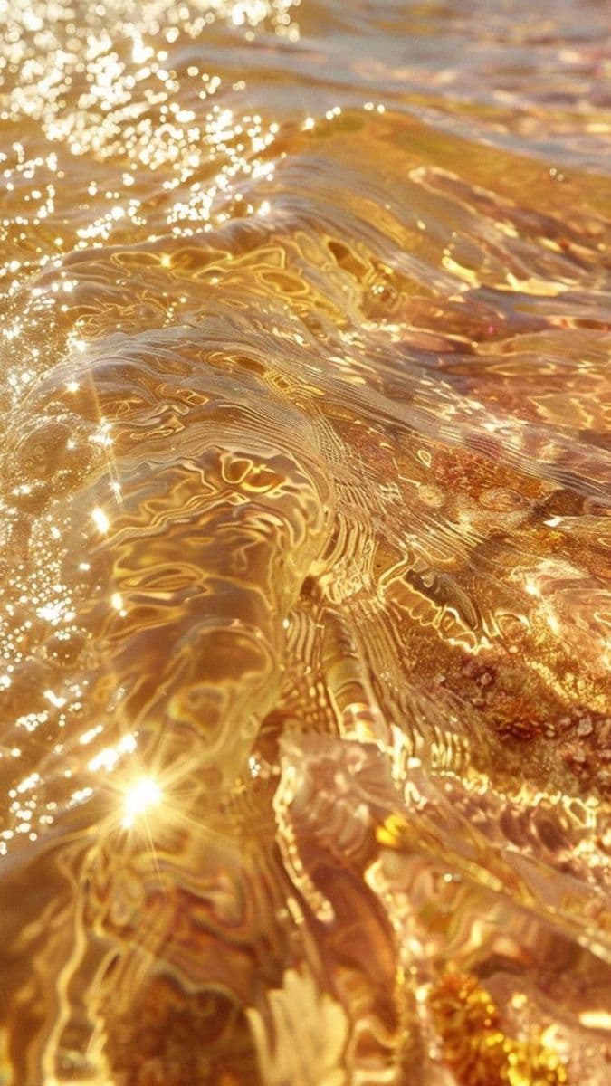 Sun sparkling across golden rippling water